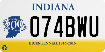 IN license plate 074BWU
