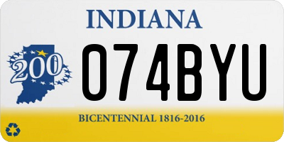 IN license plate 074BYU