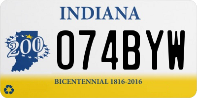 IN license plate 074BYW