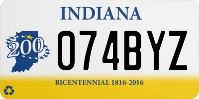 IN license plate 074BYZ