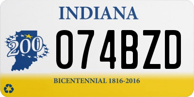 IN license plate 074BZD