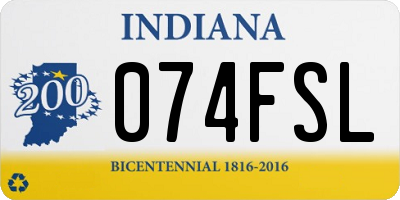 IN license plate 074FSL