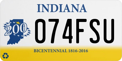 IN license plate 074FSU