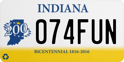 IN license plate 074FUN