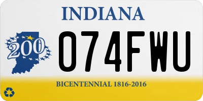 IN license plate 074FWU