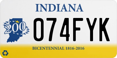 IN license plate 074FYK