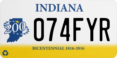 IN license plate 074FYR