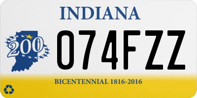 IN license plate 074FZZ