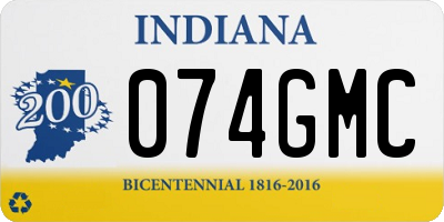 IN license plate 074GMC