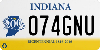 IN license plate 074GNU
