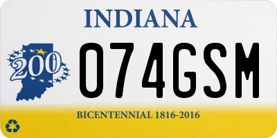 IN license plate 074GSM