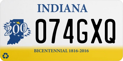 IN license plate 074GXQ