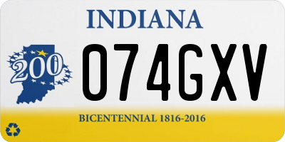 IN license plate 074GXV