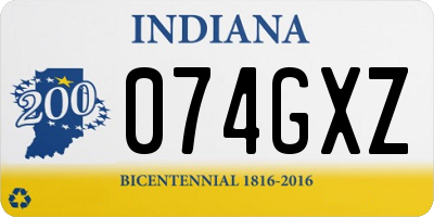 IN license plate 074GXZ