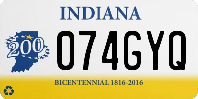 IN license plate 074GYQ
