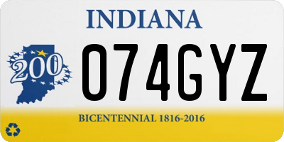 IN license plate 074GYZ