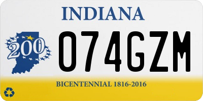 IN license plate 074GZM