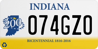 IN license plate 074GZO