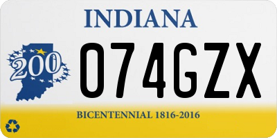 IN license plate 074GZX
