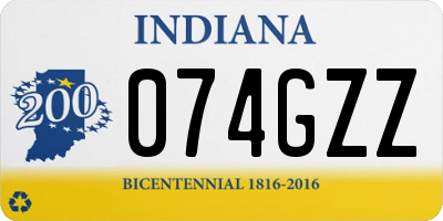 IN license plate 074GZZ