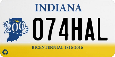 IN license plate 074HAL