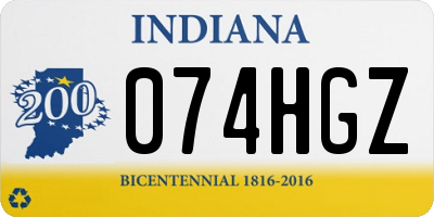 IN license plate 074HGZ