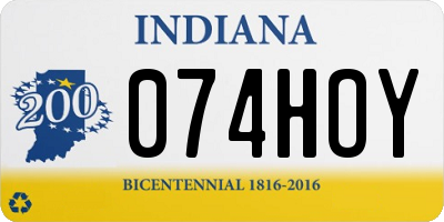 IN license plate 074HOY
