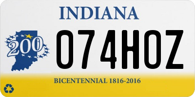 IN license plate 074HOZ