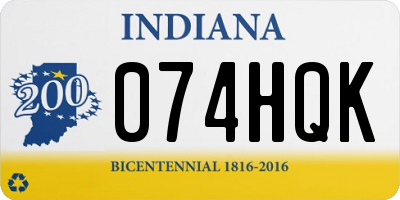 IN license plate 074HQK