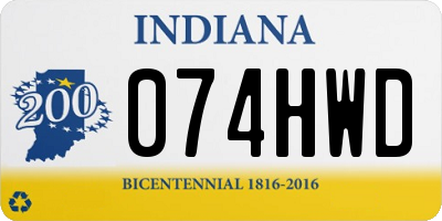 IN license plate 074HWD