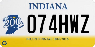 IN license plate 074HWZ