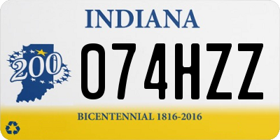 IN license plate 074HZZ