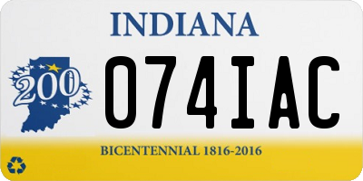 IN license plate 074IAC