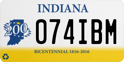 IN license plate 074IBM