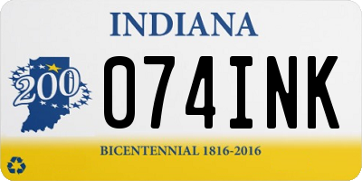 IN license plate 074INK