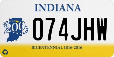 IN license plate 074JHW