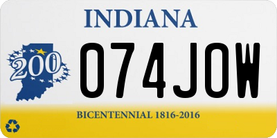 IN license plate 074JOW
