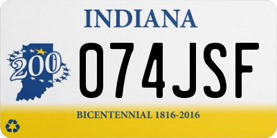 IN license plate 074JSF