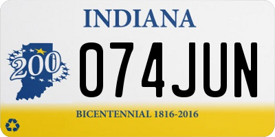 IN license plate 074JUN