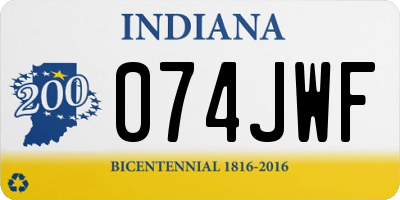 IN license plate 074JWF