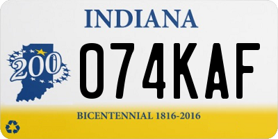 IN license plate 074KAF