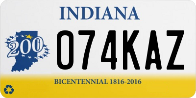 IN license plate 074KAZ
