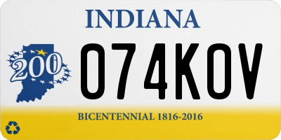 IN license plate 074KOV