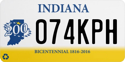 IN license plate 074KPH