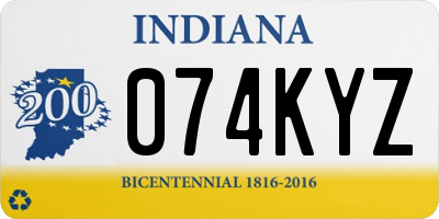 IN license plate 074KYZ