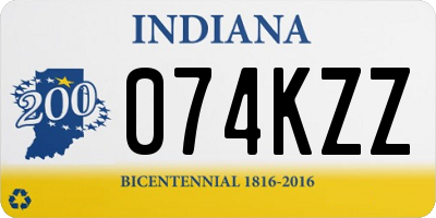 IN license plate 074KZZ