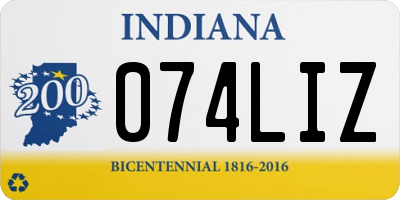 IN license plate 074LIZ