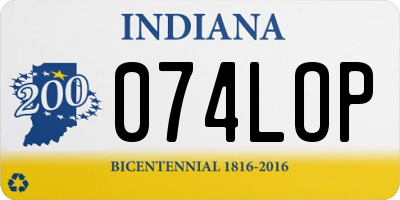 IN license plate 074LOP