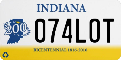 IN license plate 074LOT