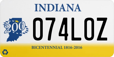IN license plate 074LOZ